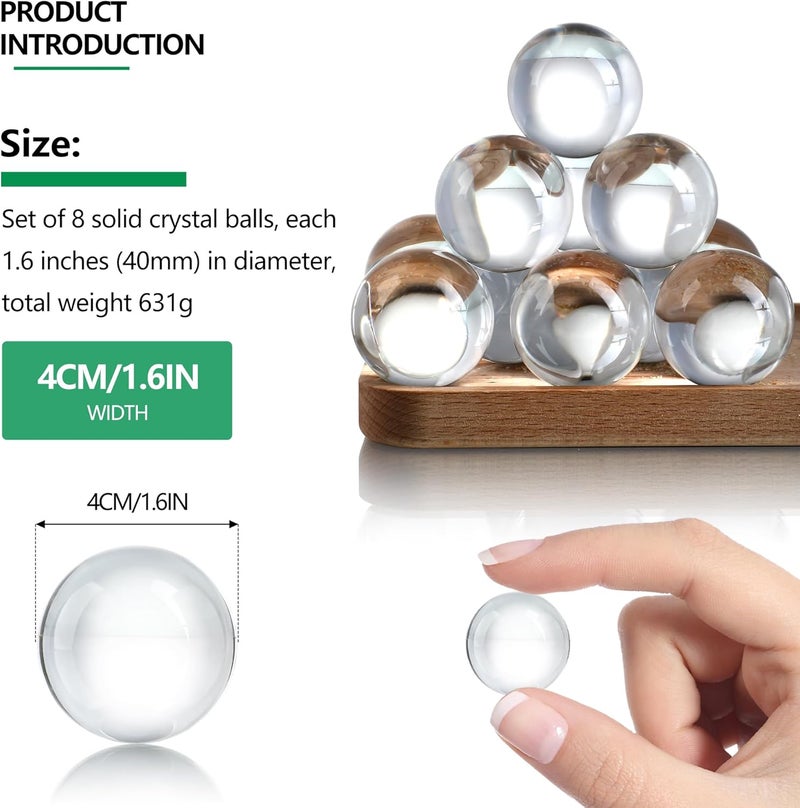 KRISININE 8pcs Clear Crystal Glass Balls 40mm Transparent Quartz Decorative Spheres for Christmas Home Table Decor - Image 3